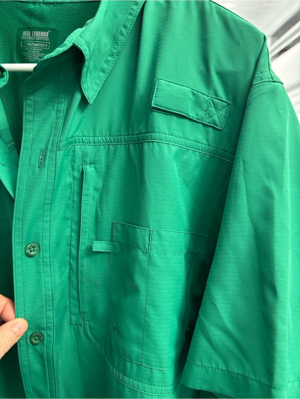 NWT Reel Legends Salt Water II Men's Green SS Fishing Button-Up Shirt Vented L - Picture 5 of 16